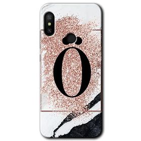 Xiaomi Redmi Note 6 Pro Pembe Mermer Desenli Ö Harfi Baskılı Uyumlu Silikon Kılıf