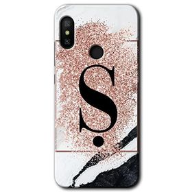 Xiaomi Redmi Note 6 Pro Pembe Mermer Desenli S Harfi Baskılı Uyumlu Silikon Kılıf