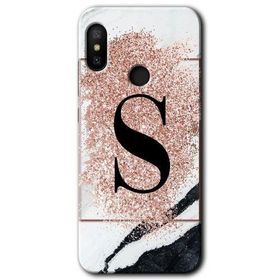 Xiaomi Redmi Note 6 Pro Pembe Mermer Desenli S Harfi Baskılı Uyumlu Silikon Kılıf