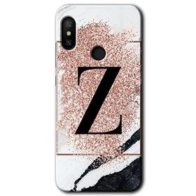 Xiaomi Redmi Note 6 Pro Pembe Mermer Desenli Z Harfi Baskılı Uyumlu Silikon Kılıf
