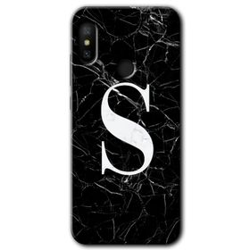 Xiaomi Redmi Note 6 Pro Siyah Mermer Desenli Ö Harfi Baskılı Uyumlu Silikon Kılıf