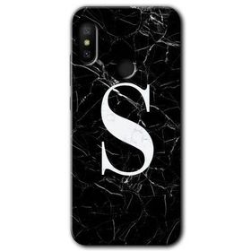 Xiaomi Redmi Note 6 Pro Siyah Mermer Desenli Ş Harfi Baskılı Uyumlu Silikon Kılıf