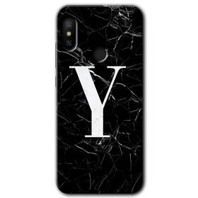 Xiaomi Redmi Note 6 Pro Siyah Mermer Desenli Y Harfi Baskılı Uyumlu Silikon Kılıf