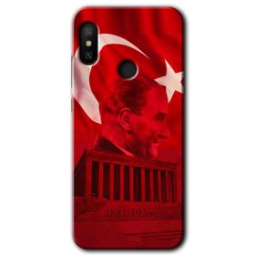 Xiaomi Redmi Note 6 Pro Siyah Mermer Desenli Y Harfi Baskılı Uyumlu Silikon Kılıf