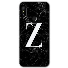 Xiaomi Redmi Note 6 Pro Siyah Mermer Desenli Z Harfi Baskılı Uyumlu Silikon Kılıf