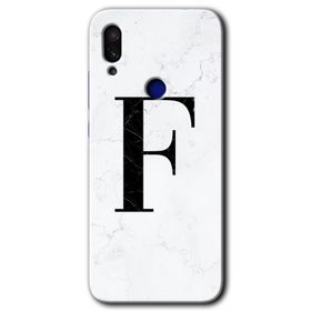Xiaomi Redmi Note 7 Beyaz Mermer Desenli F Harfi Baskılı Uyumlu Silikon Kılıf