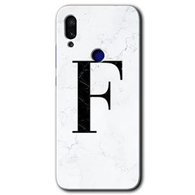 Xiaomi Redmi Note 7 Beyaz Mermer Desenli F Harfi Baskılı Uyumlu Silikon Kılıf