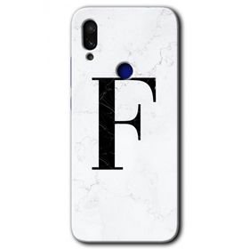 Xiaomi Redmi Note 7 Beyaz Mermer Desenli F Harfi Baskılı Uyumlu Silikon Kılıf