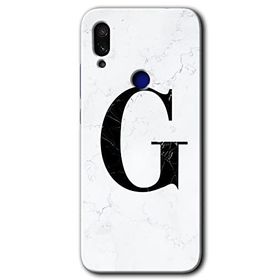 Xiaomi Redmi Note 7 Beyaz Mermer Desenli G Harfi Baskılı Uyumlu Silikon Kılıf