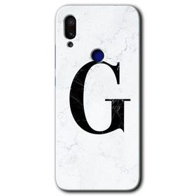 Xiaomi Redmi Note 7 Beyaz Mermer Desenli G Harfi Baskılı Uyumlu Silikon Kılıf