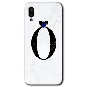 Xiaomi Redmi Note 7 Beyaz Mermer Desenli M Harfi Baskılı Uyumlu Silikon Kılıf