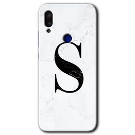 Xiaomi Redmi Note 7 Beyaz Mermer Desenli M Harfi Baskılı Uyumlu Silikon Kılıf