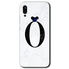 Xiaomi Redmi Note 7 Beyaz Mermer Desenli O Harfi Baskılı Uyumlu Silikon Kılıf