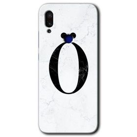 Xiaomi Redmi Note 7 Beyaz Mermer Desenli O Harfi Baskılı Uyumlu Silikon Kılıf