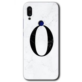 Xiaomi Redmi Note 7 Beyaz Mermer Desenli O Harfi Baskılı Uyumlu Silikon Kılıf