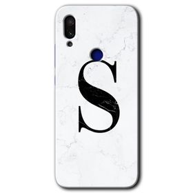 Xiaomi Redmi Note 7 Beyaz Mermer Desenli Ş Harfi Baskılı Uyumlu Silikon Kılıf