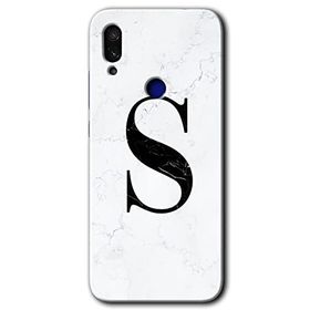 Xiaomi Redmi Note 7 Beyaz Mermer Desenli Ş Harfi Baskılı Uyumlu Silikon Kılıf