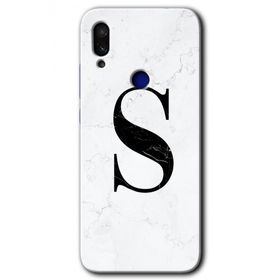 Xiaomi Redmi Note 7 Beyaz Mermer Desenli Ş Harfi Baskılı Uyumlu Silikon Kılıf