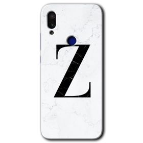 Xiaomi Redmi Note 7 Beyaz Mermer Desenli Z Harfi Baskılı Uyumlu Silikon Kılıf
