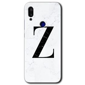 Xiaomi Redmi Note 7 Beyaz Mermer Desenli Z Harfi Baskılı Uyumlu Silikon Kılıf