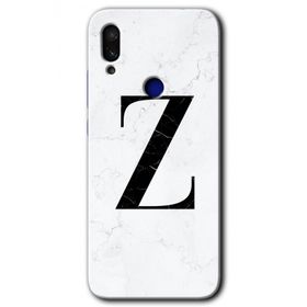 Xiaomi Redmi Note 7 Beyaz Mermer Desenli Z Harfi Baskılı Uyumlu Silikon Kılıf