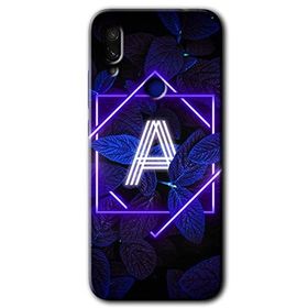 Xiaomi Redmi Note 7 Dark Neon Yaprak A Harfi Baskılı Uyumlu Silikon Kılıf