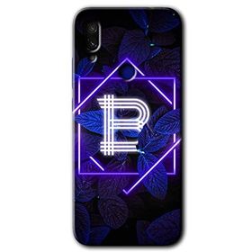 Xiaomi Redmi Note 7 Dark Neon Yaprak B Harfi Baskılı Uyumlu Silikon Kılıf