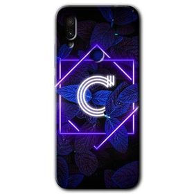 Xiaomi Redmi Note 7 Dark Neon Yaprak C Harfi Baskılı Uyumlu Silikon Kılıf