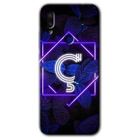 Xiaomi Redmi Note 7 Dark Neon Yaprak C Harfi Baskılı Uyumlu Silikon Kılıf