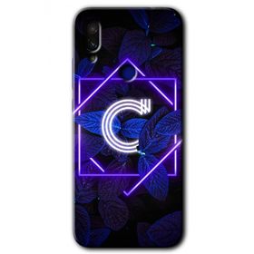 Xiaomi Redmi Note 7 Dark Neon Yaprak C Harfi Baskılı Uyumlu Silikon Kılıf