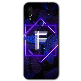 Xiaomi Redmi Note 7 Dark Neon Yaprak F Harfi Baskılı Uyumlu Silikon Kılıf
