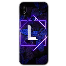 Xiaomi Redmi Note 7 Dark Neon Yaprak L Harfi Baskılı Uyumlu Silikon Kılıf