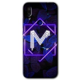 Xiaomi Redmi Note 7 Dark Neon Yaprak M Harfi Baskılı Uyumlu Silikon Kılıf