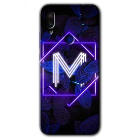 Xiaomi Redmi Note 7 Dark Neon Yaprak M Harfi Baskılı Uyumlu Silikon Kılıf