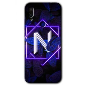 Xiaomi Redmi Note 7 Dark Neon Yaprak N Harfi Baskılı Uyumlu Silikon Kılıf