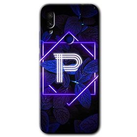 Xiaomi Redmi Note 7 Dark Neon Yaprak P Harfi Baskılı Uyumlu Silikon Kılıf