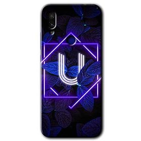 Xiaomi Redmi Note 7 Dark Neon Yaprak Ü Harfi Baskılı Uyumlu Silikon Kılıf