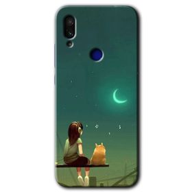 Xiaomi Redmi Note 7 Kedili Kız Baskılı Uyumlu Silikon Kılıf