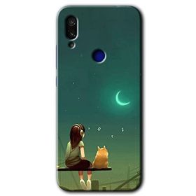 Xiaomi Redmi Note 7 Kedili Kız Baskılı Uyumlu Silikon Kılıf
