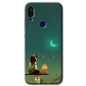 Xiaomi Redmi Note 7 Kedili Kız Baskılı Uyumlu Silikon Kılıf