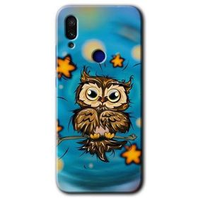 Xiaomi Redmi Note 7 Owl Bird Stars Baskılı Uyumlu Silikon Kılıf