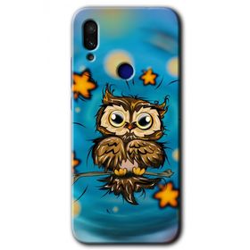 Xiaomi Redmi Note 7 Owl Bird Stars Baskılı Uyumlu Silikon Kılıf