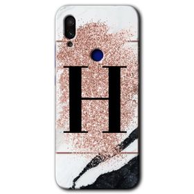 Xiaomi Redmi Note 7 Pembe Mermer Desenli C Harfi Baskılı Uyumlu Silikon Kılıf