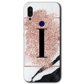 Xiaomi Redmi Note 7 Pembe Mermer Desenli C Harfi Baskılı Uyumlu Silikon Kılıf