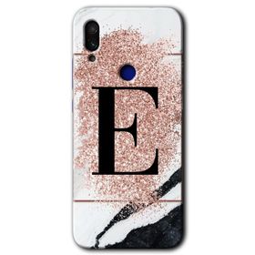 Xiaomi Redmi Note 7 Pembe Mermer Desenli C Harfi Baskılı Uyumlu Silikon Kılıf