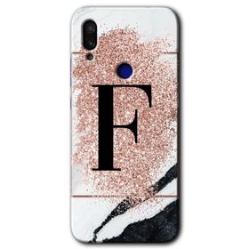 Xiaomi Redmi Note 7 Pembe Mermer Desenli C Harfi Baskılı Uyumlu Silikon Kılıf
