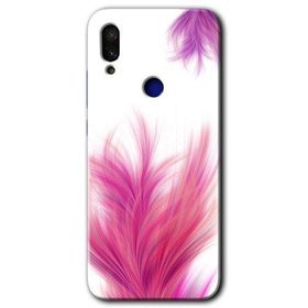 Xiaomi Redmi Note 7 Pembe Tüy Baskılı Uyumlu Silikon Kılıf