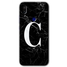 Xiaomi Redmi Note 7 Siyah Mermer Desenli Ç Harfi Baskılı Uyumlu Silikon Kılıf