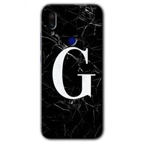 Xiaomi Redmi Note 7 Siyah Mermer Desenli G Harfi Baskılı Uyumlu Silikon Kılıf