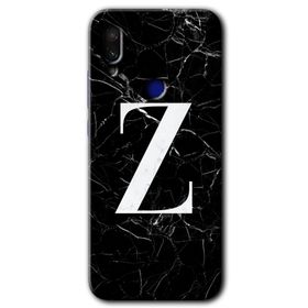 Xiaomi Redmi Note 7 Siyah Mermer Desenli Z Harfi Baskılı Uyumlu Silikon Kılıf